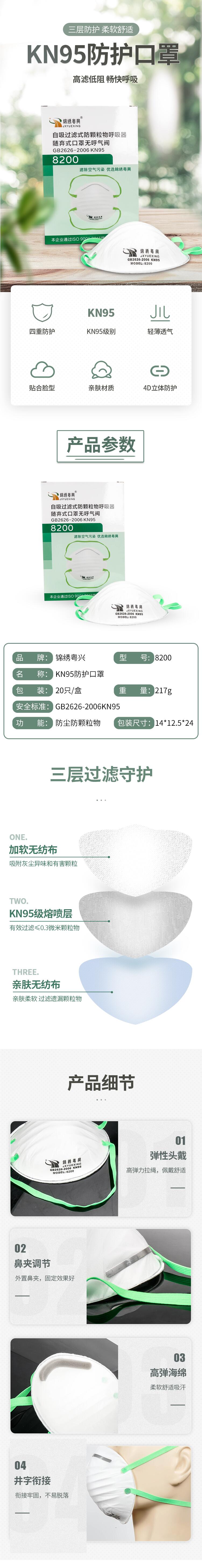 錦繡粵興8200罩杯型KN95防塵口罩圖片