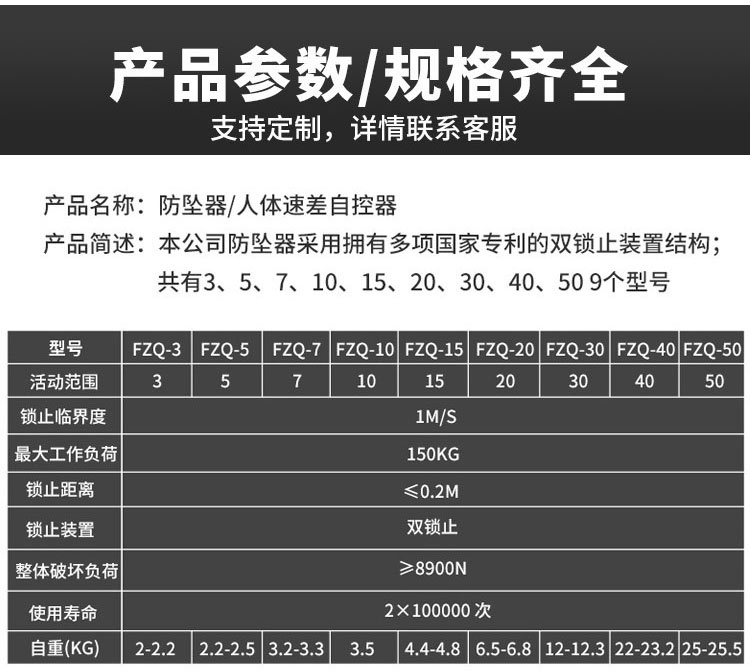 國標(biāo)高空速差防墜器產(chǎn)品說明